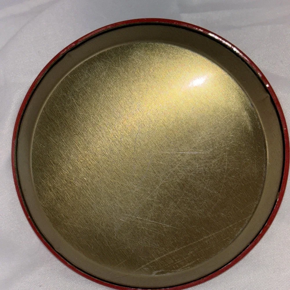 Vintage‎ Metal Christmas Drink Coasters Red Green Bow Retro 1960